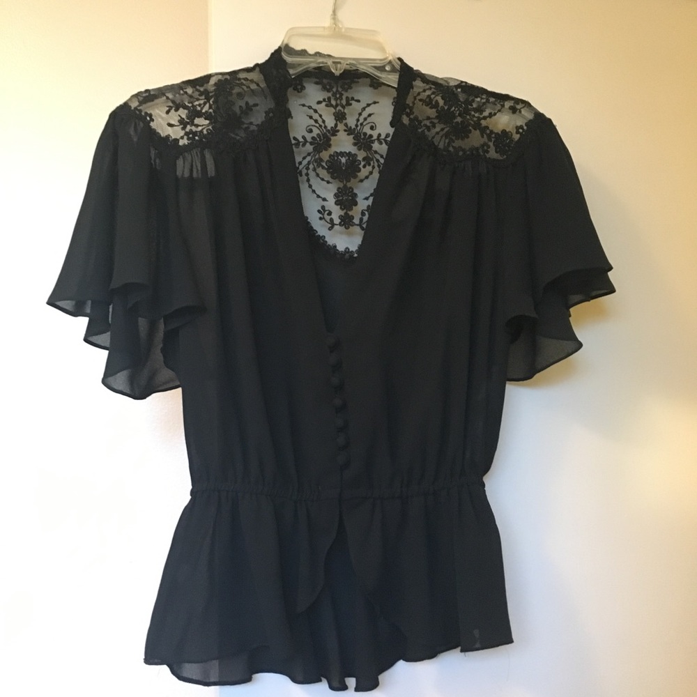 Vintage Lee Jordan sheer black top